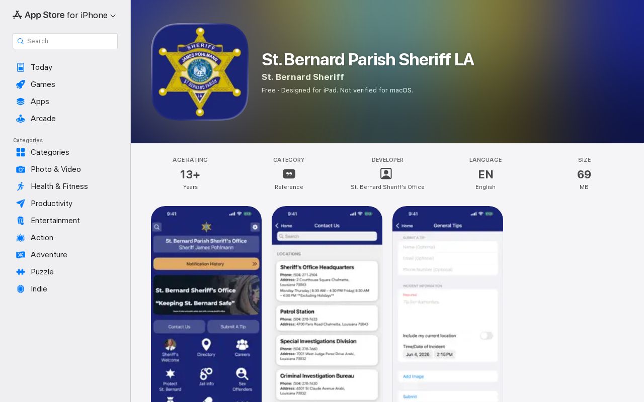 St. Bernard Parish arrest history access through the official sheriff app
