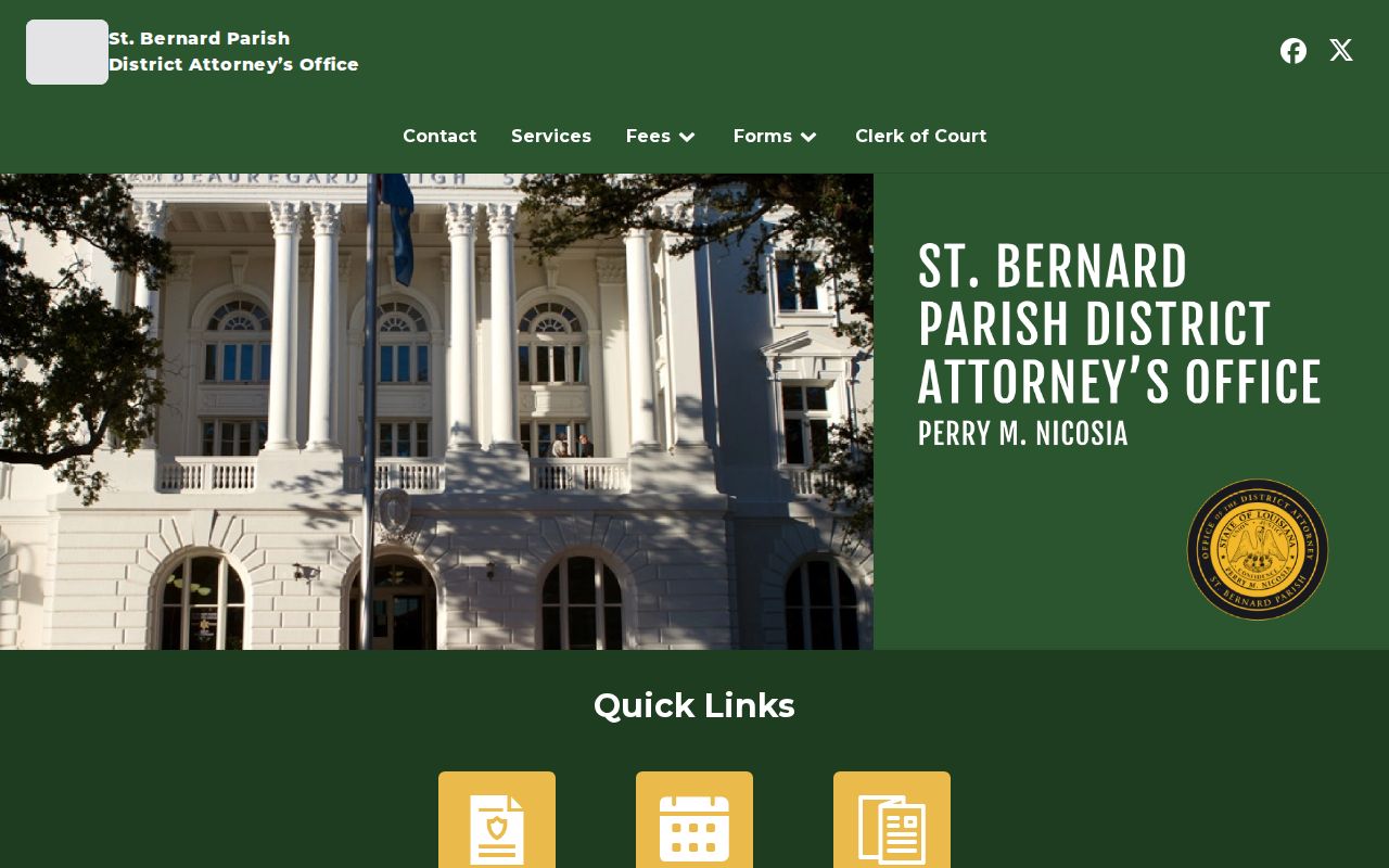 St. Bernard Parish criminal court case links on the District Attorney website