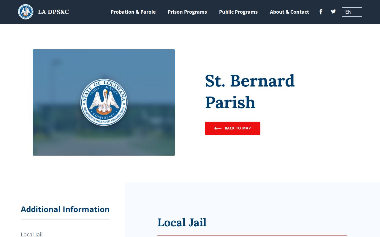 St. Bernard Parish criminal history jail and justice office listing