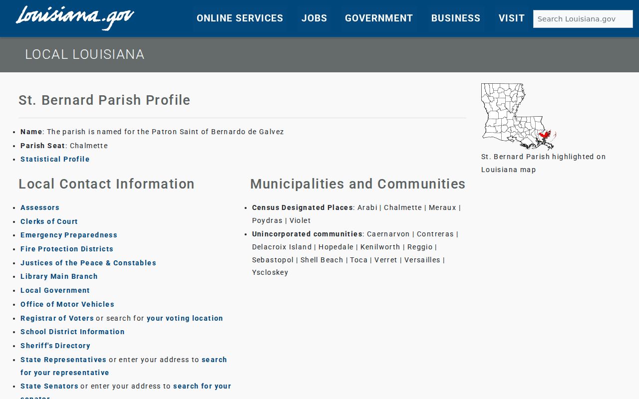 St. Bernard Parish criminal records Louisiana locality profile